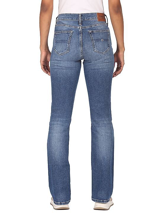 Buy Tommy Hilfiger Women Blue Mid Rise Stone Wash Bootcut Jeans