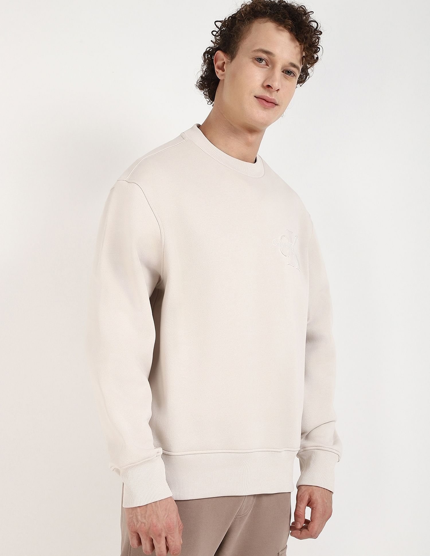 Calvin Klein Jeans Embroidered Logo Relaxed-Fit Cotton Sweatshirt