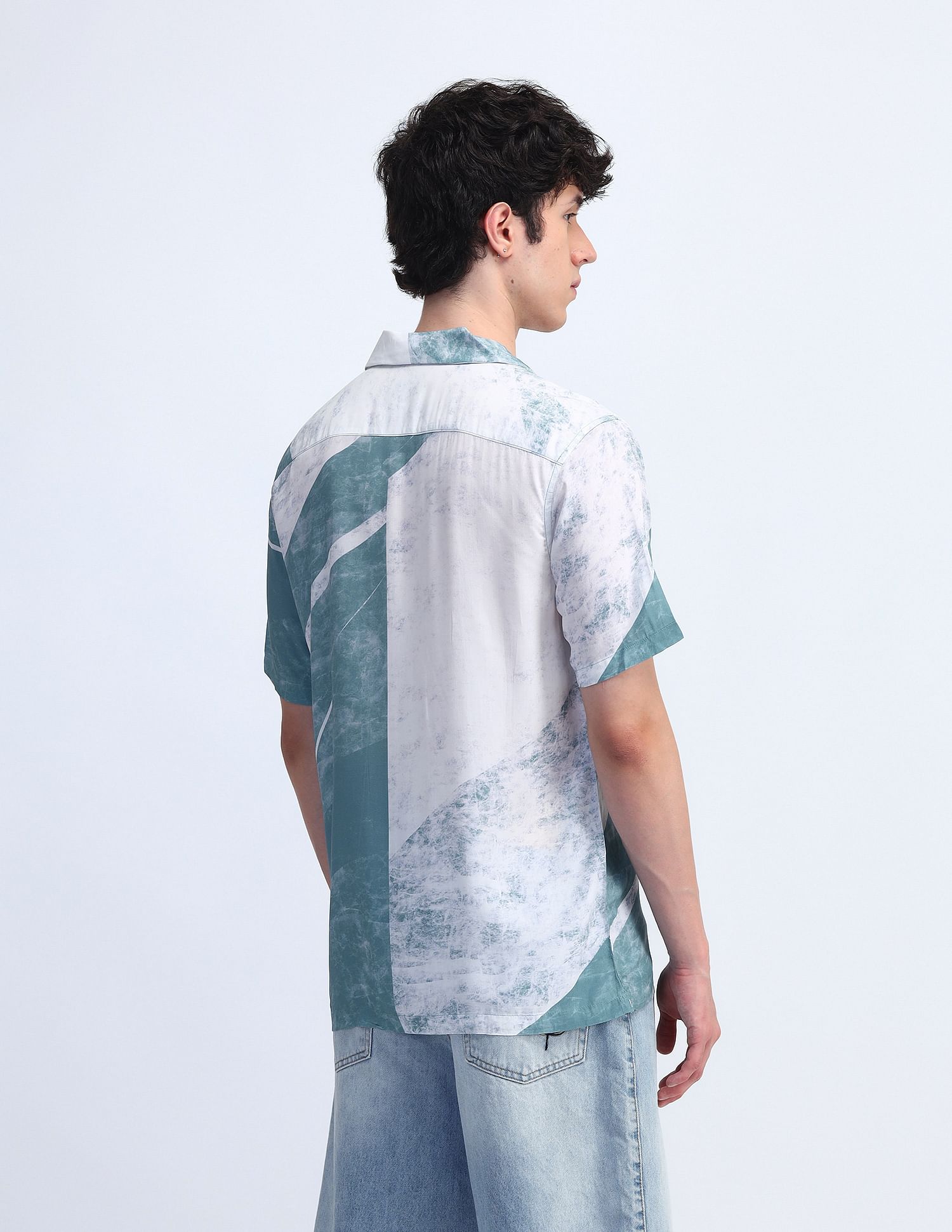 Flying Machine Abstract Pattern Regular Fit Shirt
