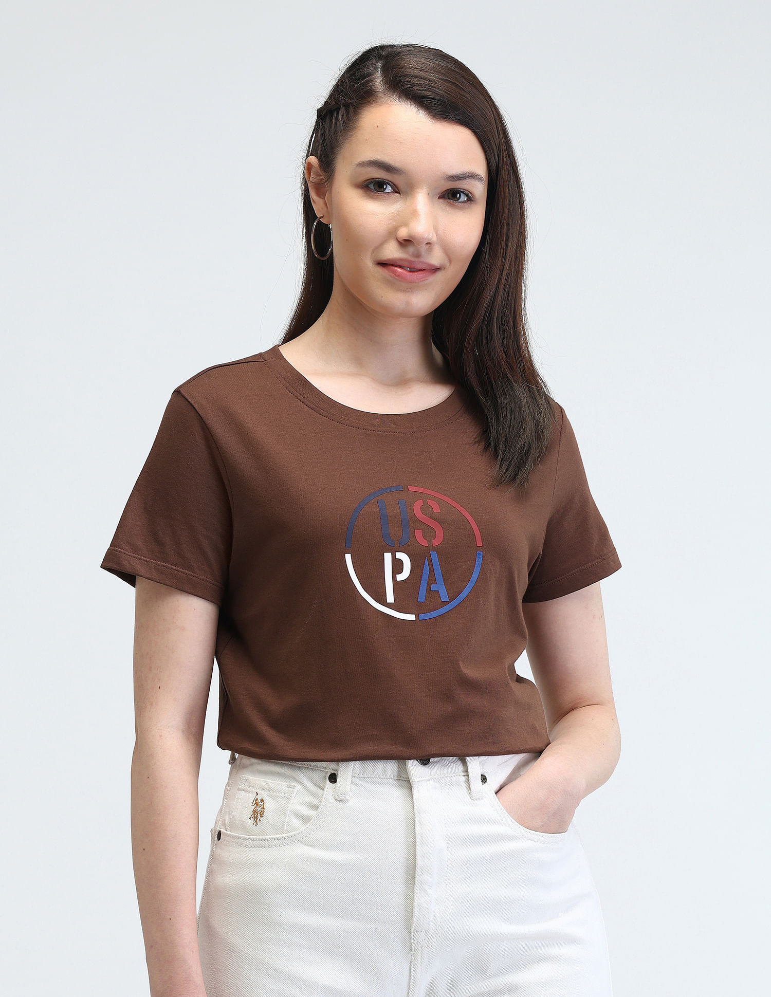 U.S. Polo Assn. Women Puff Print Regular Fit T-Shirt