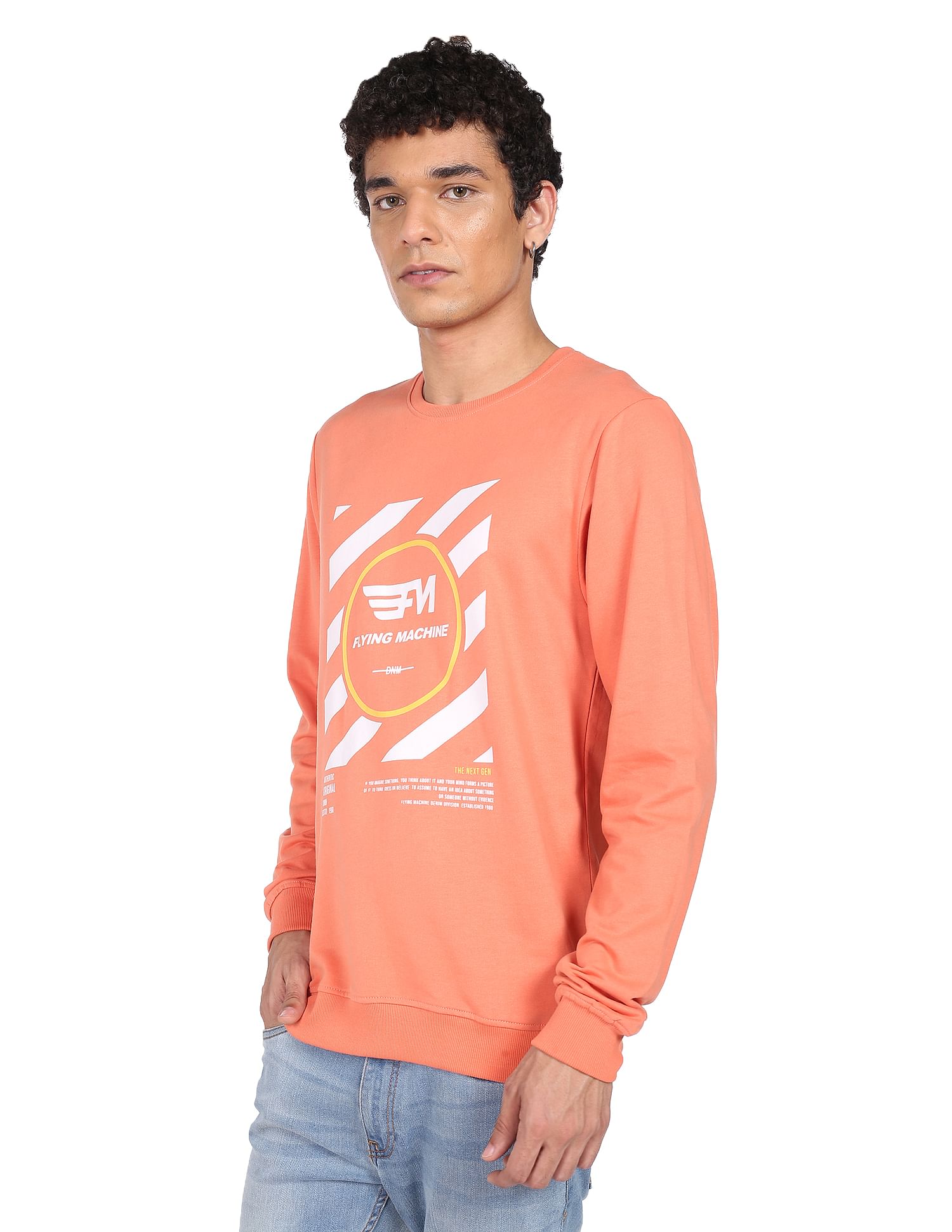 Flying Machine Graphic Print Cotton Sweatshirt