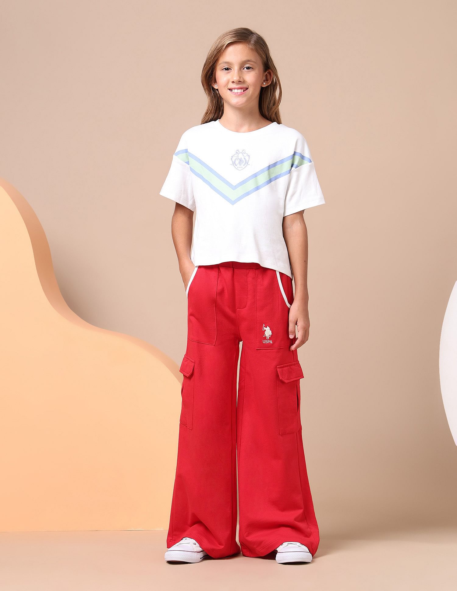 U.S. Polo Assn. Kids Girls Regular Fit Cargo Track Pants