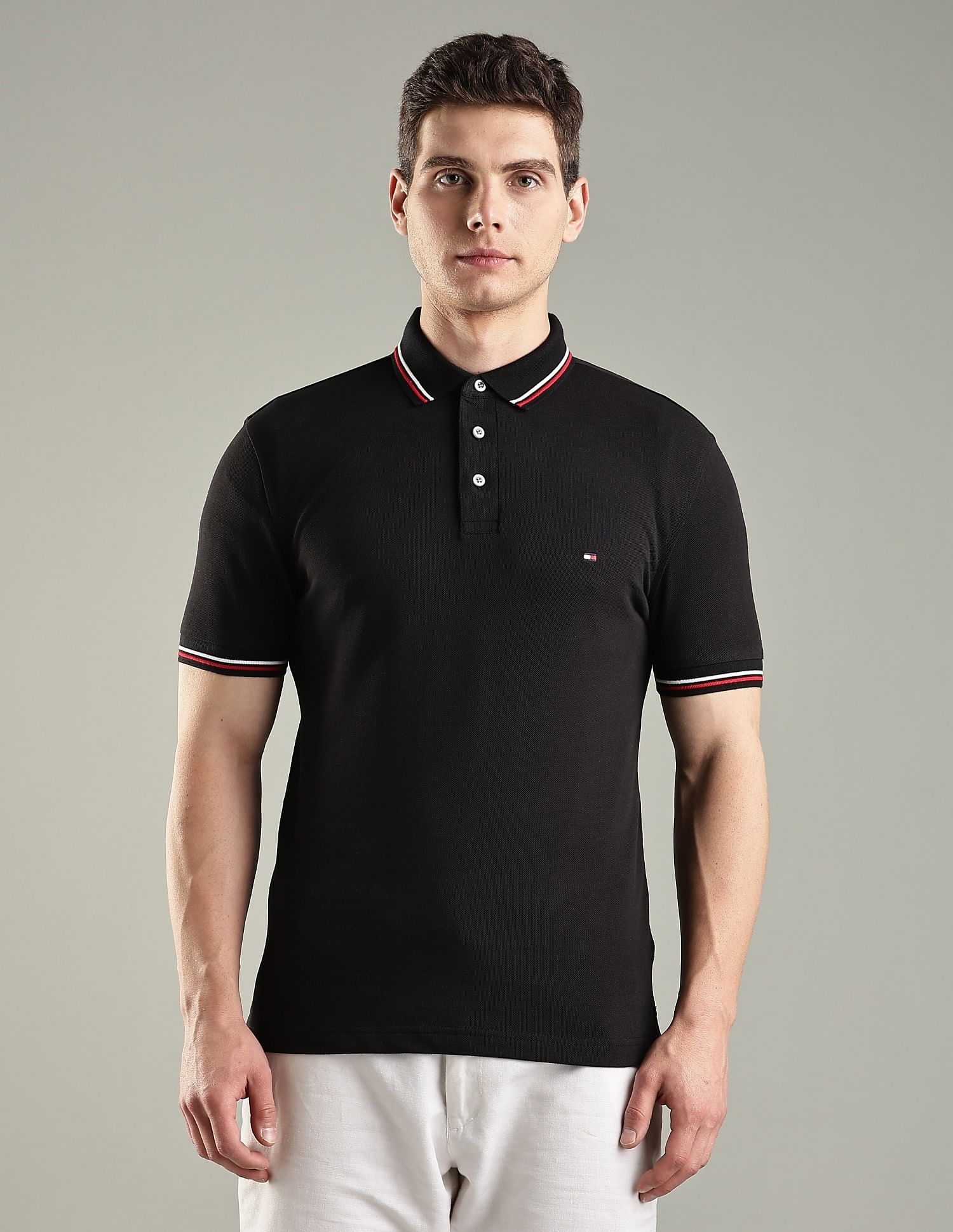 Tommy Hilfiger Solid Slim-Fit Cotton Polo T-Shirt