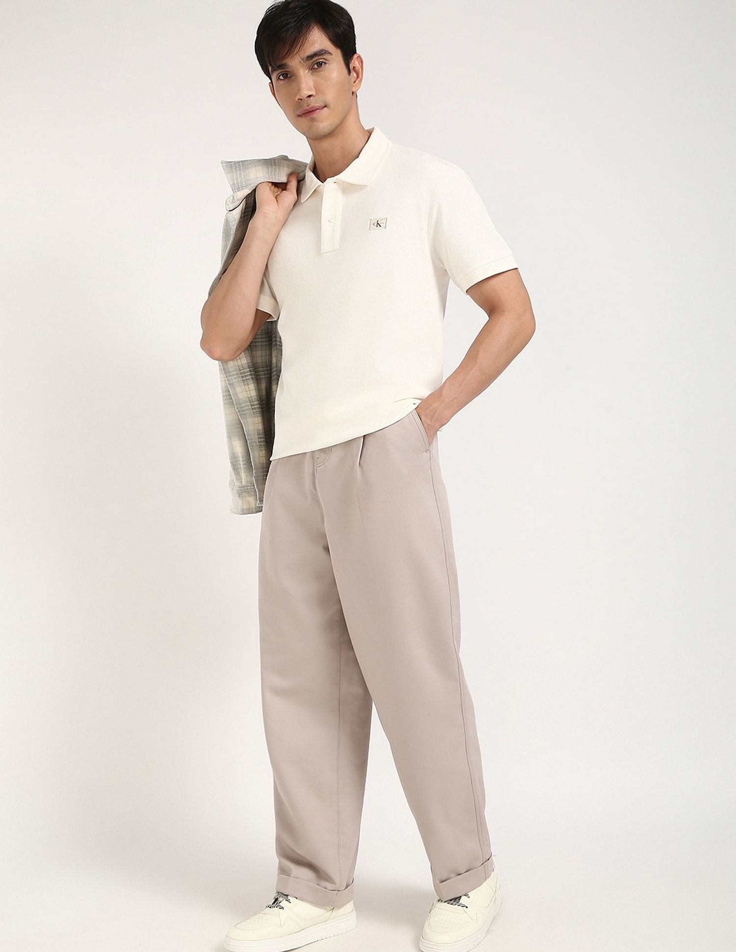 Calvin Klein Jeans Mens Relaxed Fit Solid Polo Shirt