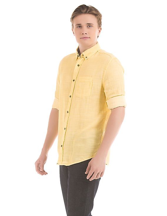 Aeropostale Solid Button Down Shirt