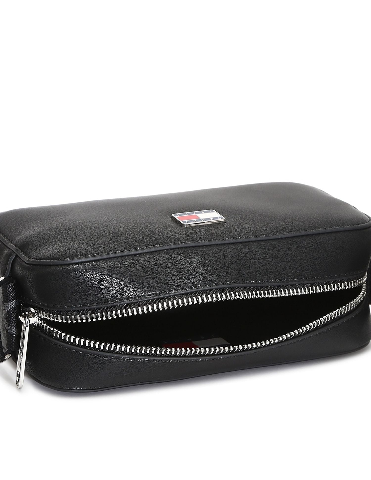 Tommy Hilfiger Solid Black Pu Sling Bag