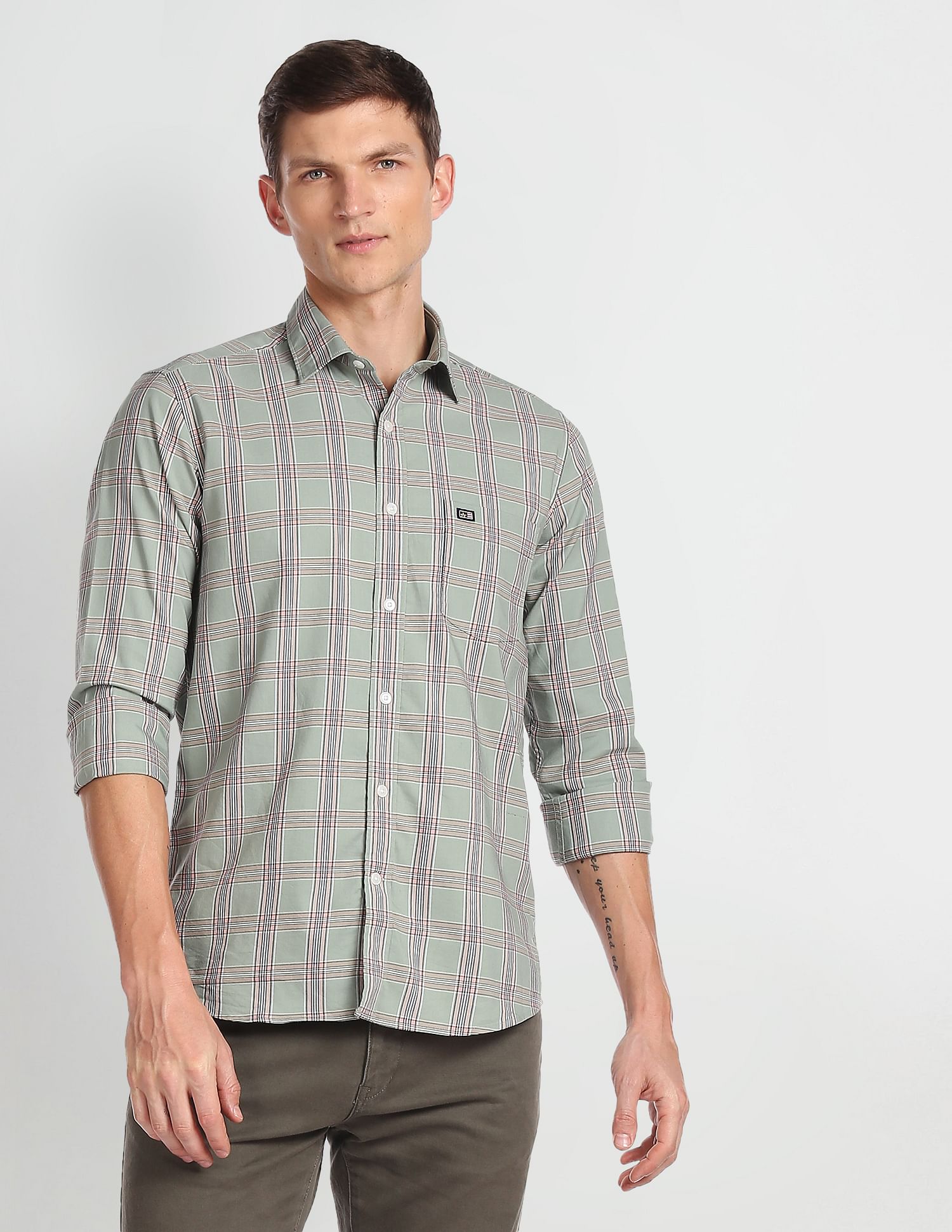 Arrow Sports Tartan Check Twill Shirt