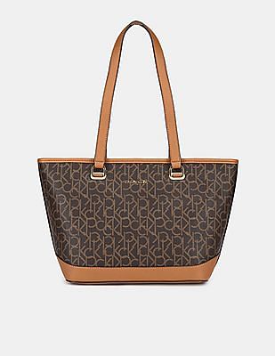 Buy Calvin Klein Women Brown Monogram Print Mercy Tote NNNOW