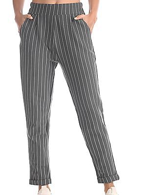 striped grey pants