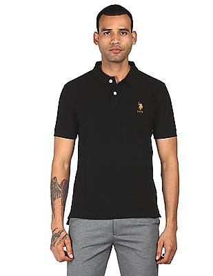 black solid polo t shirt