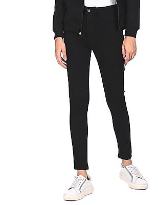 Women's black treggings with silver stripes - Clothing black