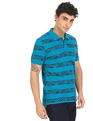 U S Polo Assn Denim Co Ribbed Collar Printed Polo Shirt