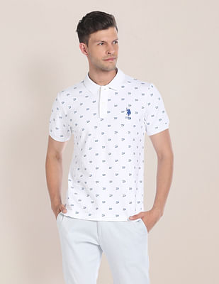 U S Polo Assn Brand Print Slim Polo Shirt