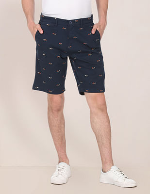 U S Polo Assn Mid Rise All Over Print Slim Fit Shorts