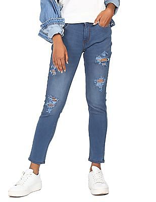 Flying Machine Women Veronica Skinny Fit Distressed Jeans