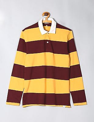 red yellow striped shirt