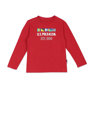 U S Polo Assn Kids Long Sleeve Brand Print T-Shirt