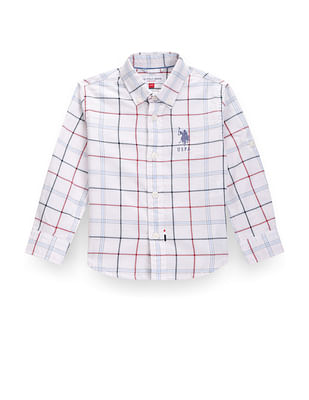 U S Polo Assn Kids Boys Tartan Check Oxford Shirt