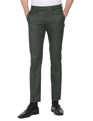Buy D novo Men's Regular fit Formal Trouser (28, Army Green) at Amazon.in