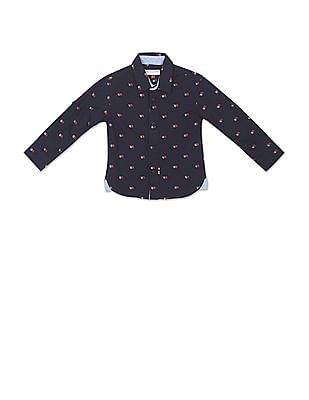 U S Polo Assn Kids Boys Spread Collar Printed Shirt