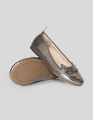 girls silver flats