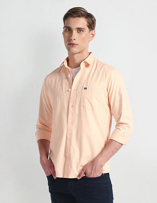 Arrow Sports Spread Collar Herringbone Shirt