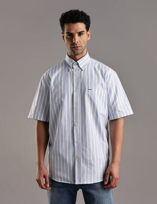 Buy Tommy Hilfiger Striped Oversized Fit Oxford Woven Shirt