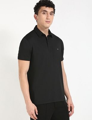 Tommy Hilfiger Mens Black Solid Polo Shirt