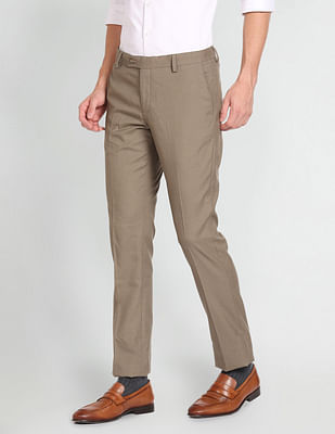 Arrow Tailored Regular Fit Solid Formal Trousers