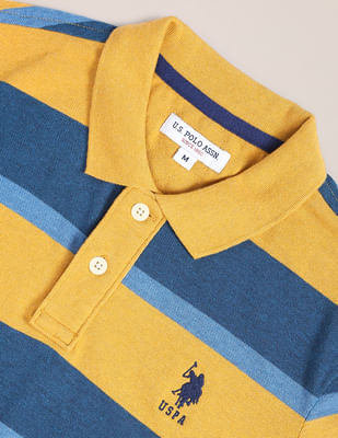 Buy U.S. Polo Assn. Ribbed Collar Horizontal Striped Polo