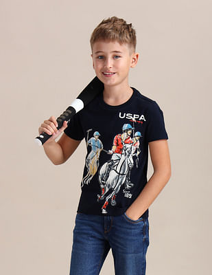 U S Polo Assn Kids Boys Brand Printed Regular Fit T-Shirt