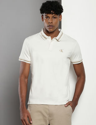 Buy Calvin Klein Short Sleeve Regular Collar Logo Polo Shirt