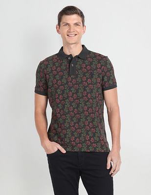 U S Polo Assn Denim Co Floral Print Muscle Fit Polo Shirt