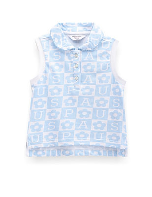 U S Polo Assn Kids Girls Brand Print Cotton Polo Shirt