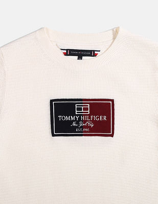 Buy Tommy Cotton Organic Flag Sweater Boys Label Hilfiger Kids Ivory