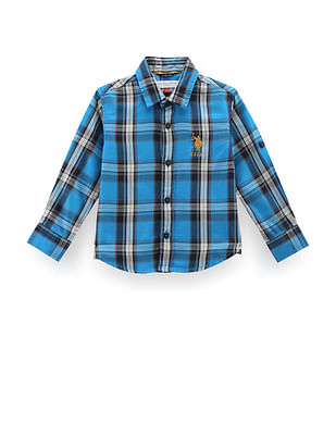 U S Polo Assn Kids Boys Tartan Check Twill Shirt