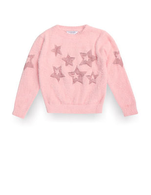 U S Polo Assn Kids Girls Patterned Knit Pullover Sweater