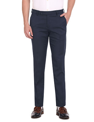 MASTER EDITION Navy Blue Formal Pants For Mens regular Fit Trouser