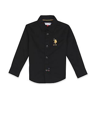 U S Polo Assn Kids Boys Spread Collar Solid Shirt