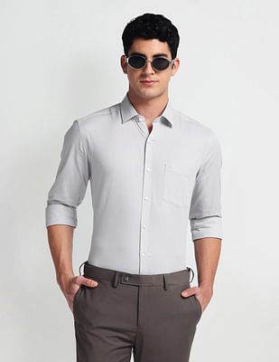 Arrow Self Design Manhattan Slim Fit Shirt