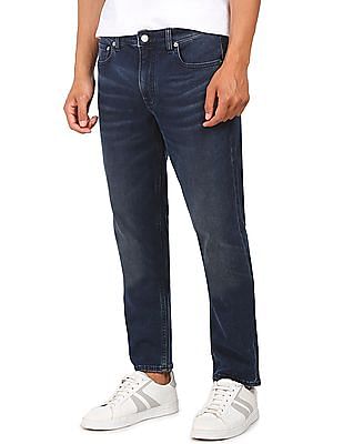 Calvin Klein Men Dark Blue Mid Rise Whiskered Jeans