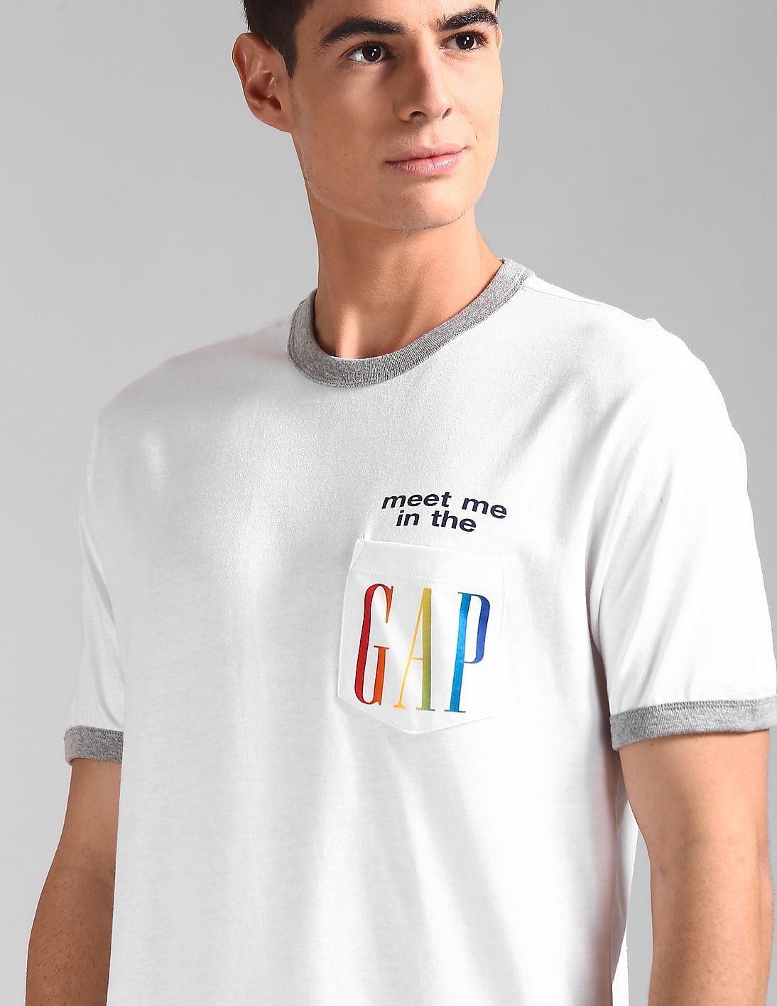 Buy GAP Men White Pride Ringer Pocket T Shirt NNNOW