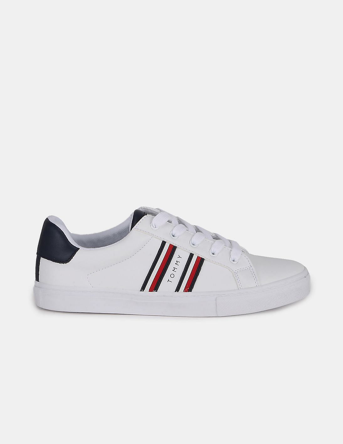 Buy Tommy Hilfiger Women White Contrast Panel Logo Lace Up Sneakers ...