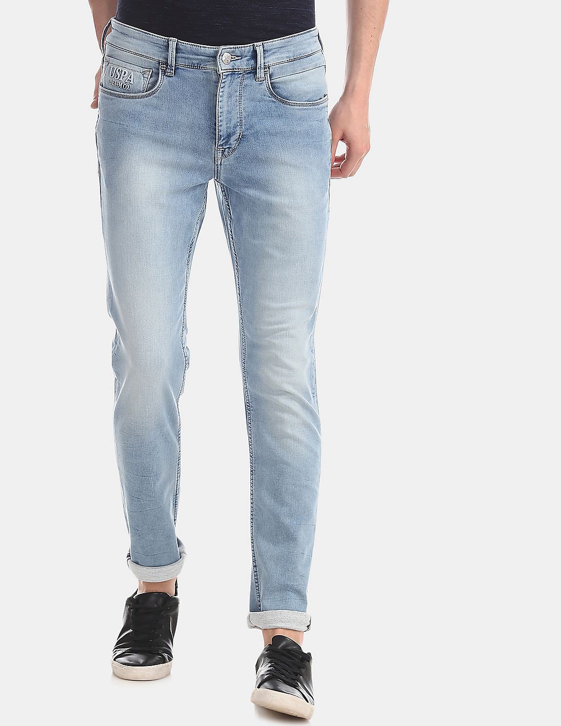 Buy Men Blue Brandon Slim Tapered Fit Faded Jeans online at NNNOW.com