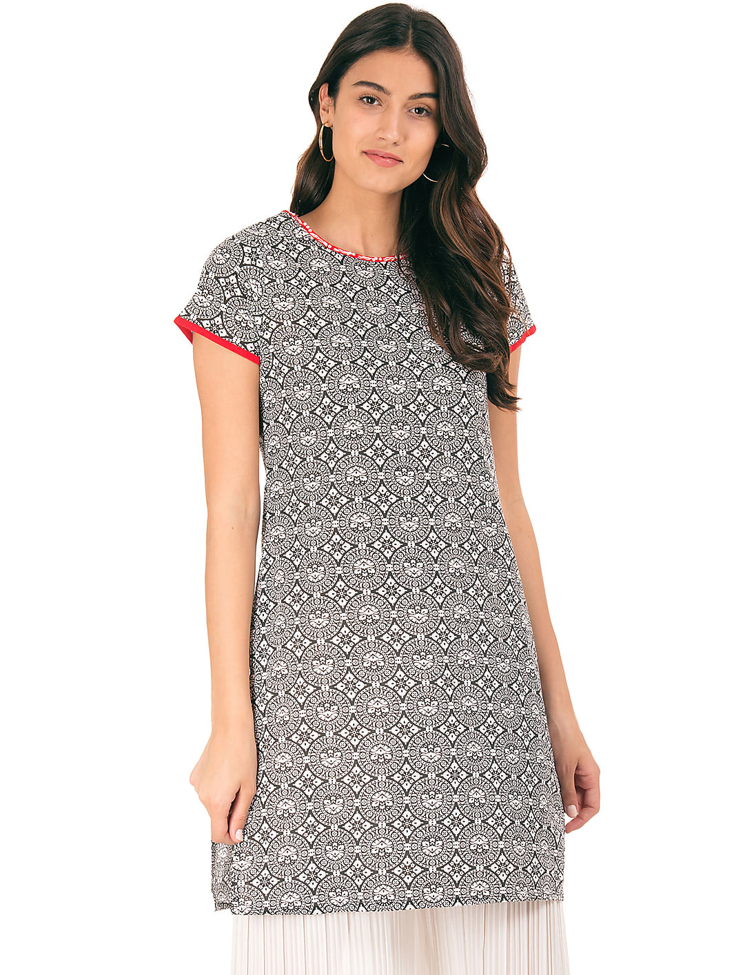 Buy Karigari Monochrome Print Short Sleeve Kurta