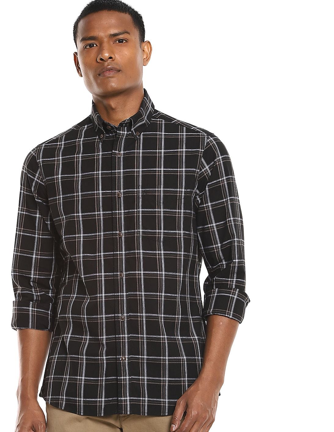 Buy Arrow Sports Men Black Button Down 