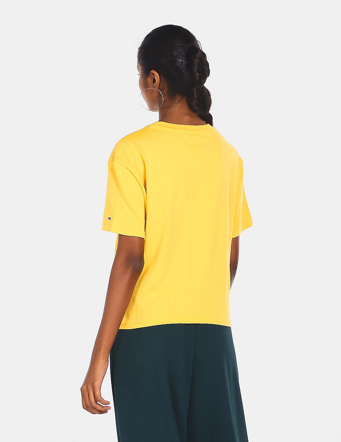 Buy Tommy Hilfiger Women Light Yellow Round Neck Logo