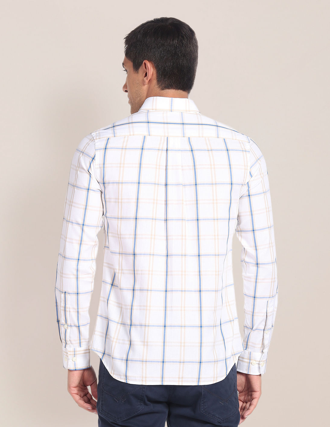 【U LAN】Pocky Button Neck Collar Check Shirt Duluth Trading Co Men's Wrinkle Fighter Slim Fit Shirt