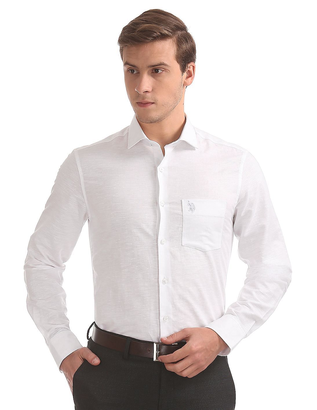 Buy USPA Tailored Men French Placket Linen Shirt - NNNOW.com