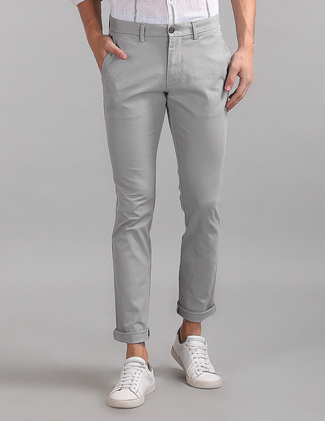 Buy GAP Men Grey Classic Skinny Fit Khakis With GapFlex - NNNOW.com